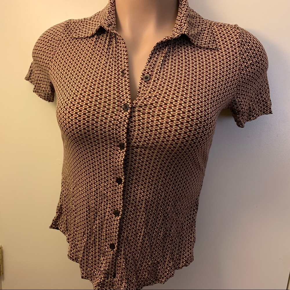Women’s Ann Taylor Loft Shirt Sleeve Geometric Shirt Size Medium